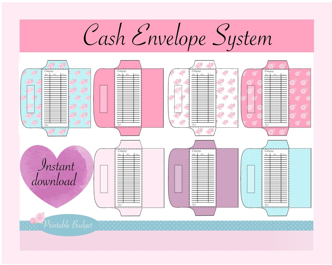 7 Horizontal Cash Envelopes / Printable / Financial Planner System ...
