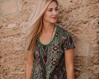 Green Sofia Shirt Dress summer short dress, beach cover up, gifts  style, resort wear,