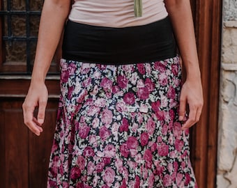 That Perfect Black Floral Cotton Summer Long Skirt , gypsy, boho, comfortable style