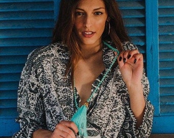 Noir et Blanc, Combinaison d’été courte, combinaison à manches perdues, combinaison courte avec manches, été, combinaison d’été boho TAHITI JUMPSUIT