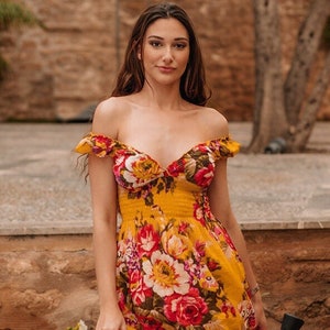 Boho Floral Long Dress, Christmas Gift for Her, romantic long flower dress for women, floral cotton maxi dress, THAILAND DRESS