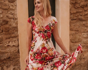 Vestido boho, vestido de verano boho para mujer, vestido boho, vestido maxi boho, vestido estampado boho, vestido hippie, vestido de moda floral * TAILANDIA