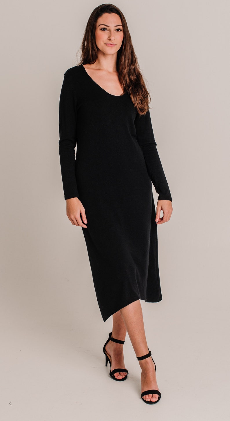 Perfect, Comfy, Spring, Autumn Black Knit Dress image 4