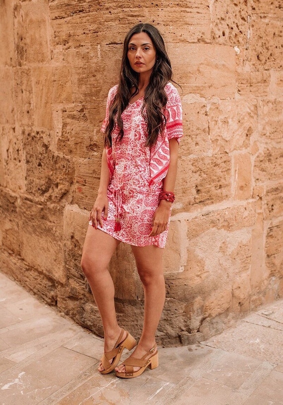 short hippie dress White Mini Bohemian Dress