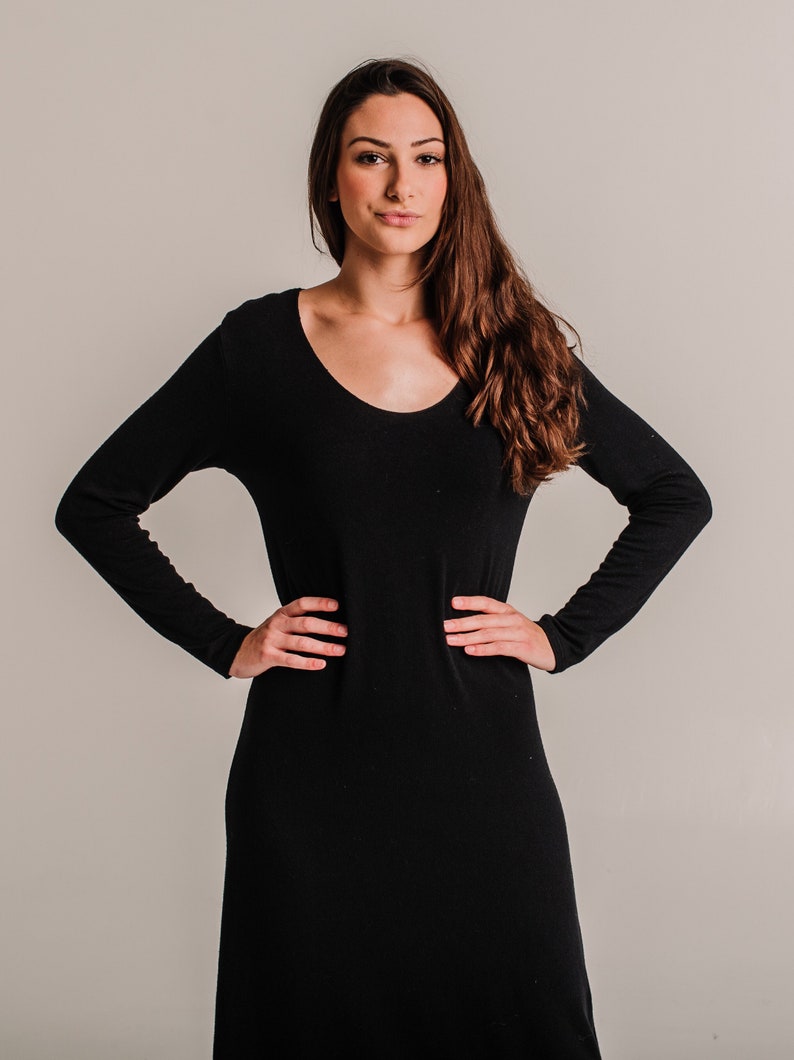 Perfect, Comfy, Spring, Autumn Black Knit Dress image 3