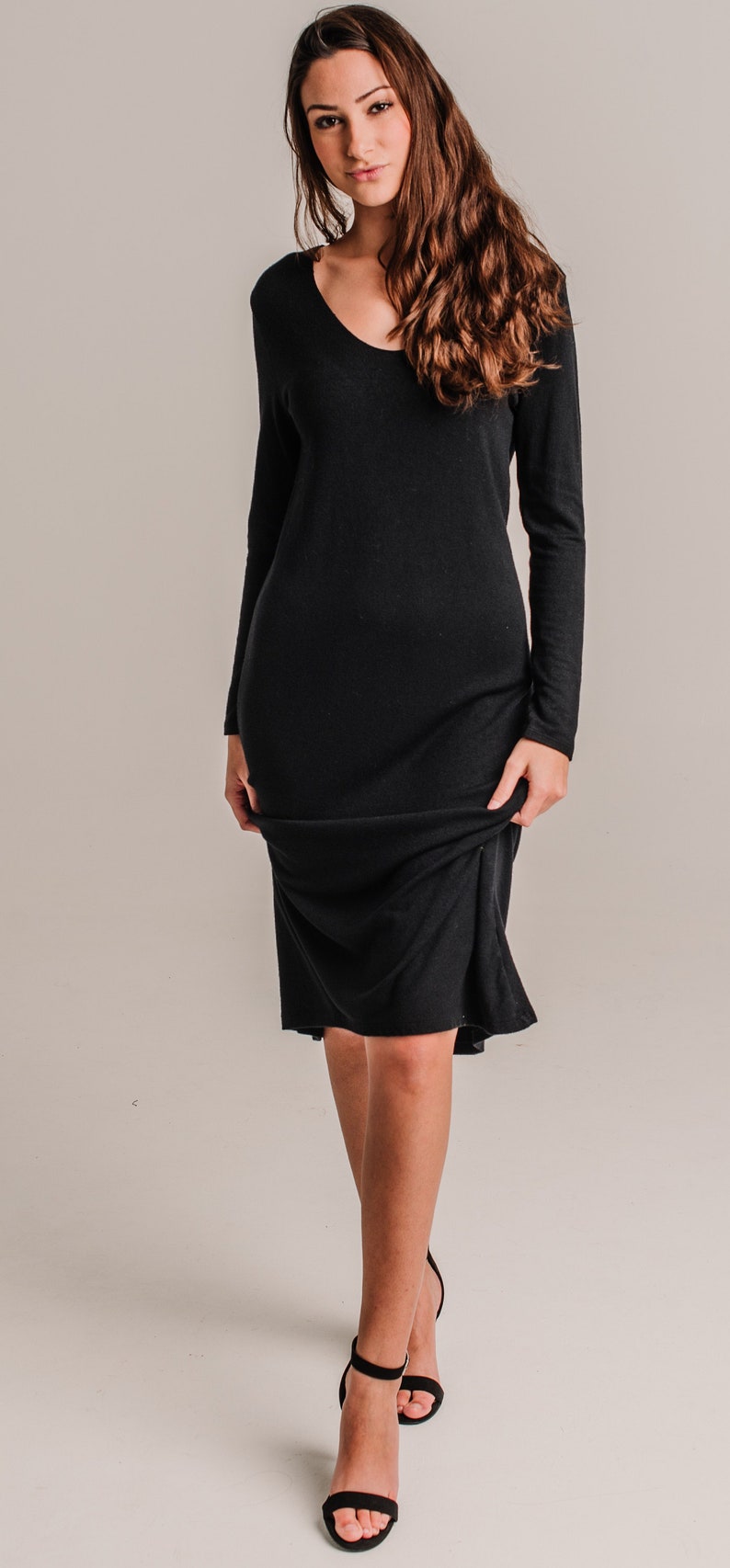 Perfect, Comfy, Spring, Autumn Black Knit Dress image 2