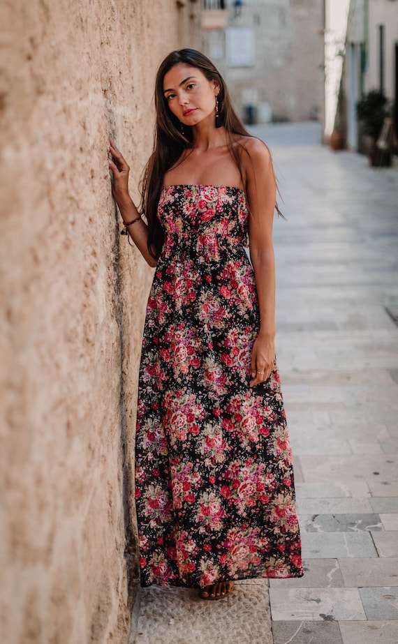Vestido negro vestido de ni a de flores vestido boho vestido de