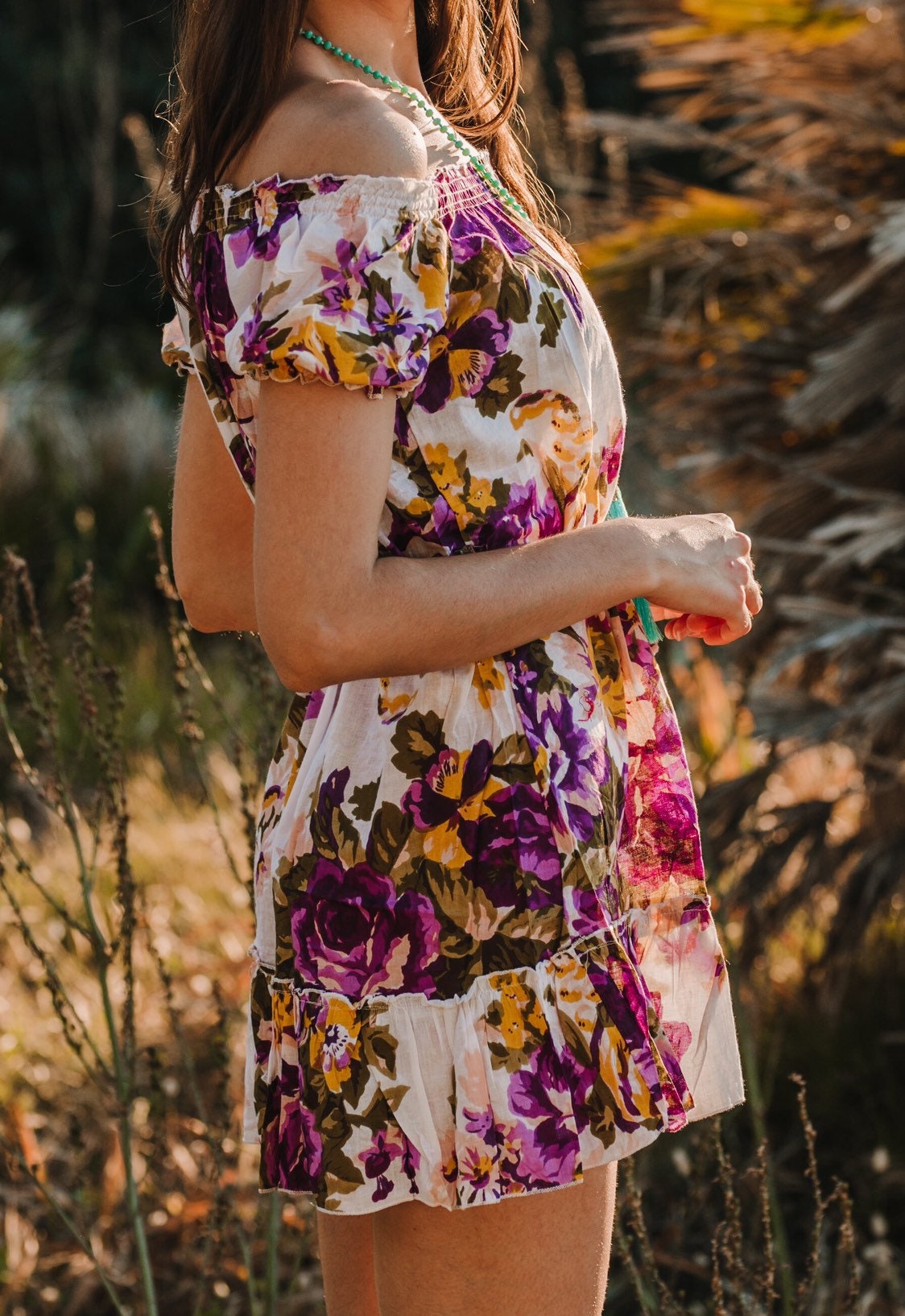 purple boho dress short White Floral Cotton Summer , Dress , Short Dress ,beach Dress, Tunic Dress, Vacation Dress, CALI SUMMER DRESS Peanuts - A Charlie