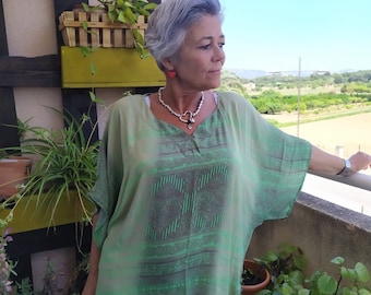 Kerstcadeau voor haar, zijden korte jurk voor dames, boho jurk zijde, jurk boho, vintage jurk, strand korte jurk kaftan *FORMENTERA JURK