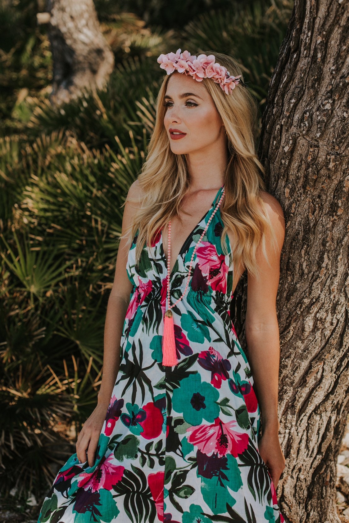 Floral Cotton Maxi Dress, Bohemian Long Cotton Sleeveless Halter Sexy Dress,  Christmas Gift for Women Gift, IBIZA DRESS - Etsy