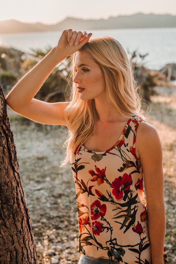 Silky Boho Top, Woman Silk Tank Top Silk Top Sleeveless Top Shirt, Crop Top, Basic Women's Silk Tank Top Ladies Shirt