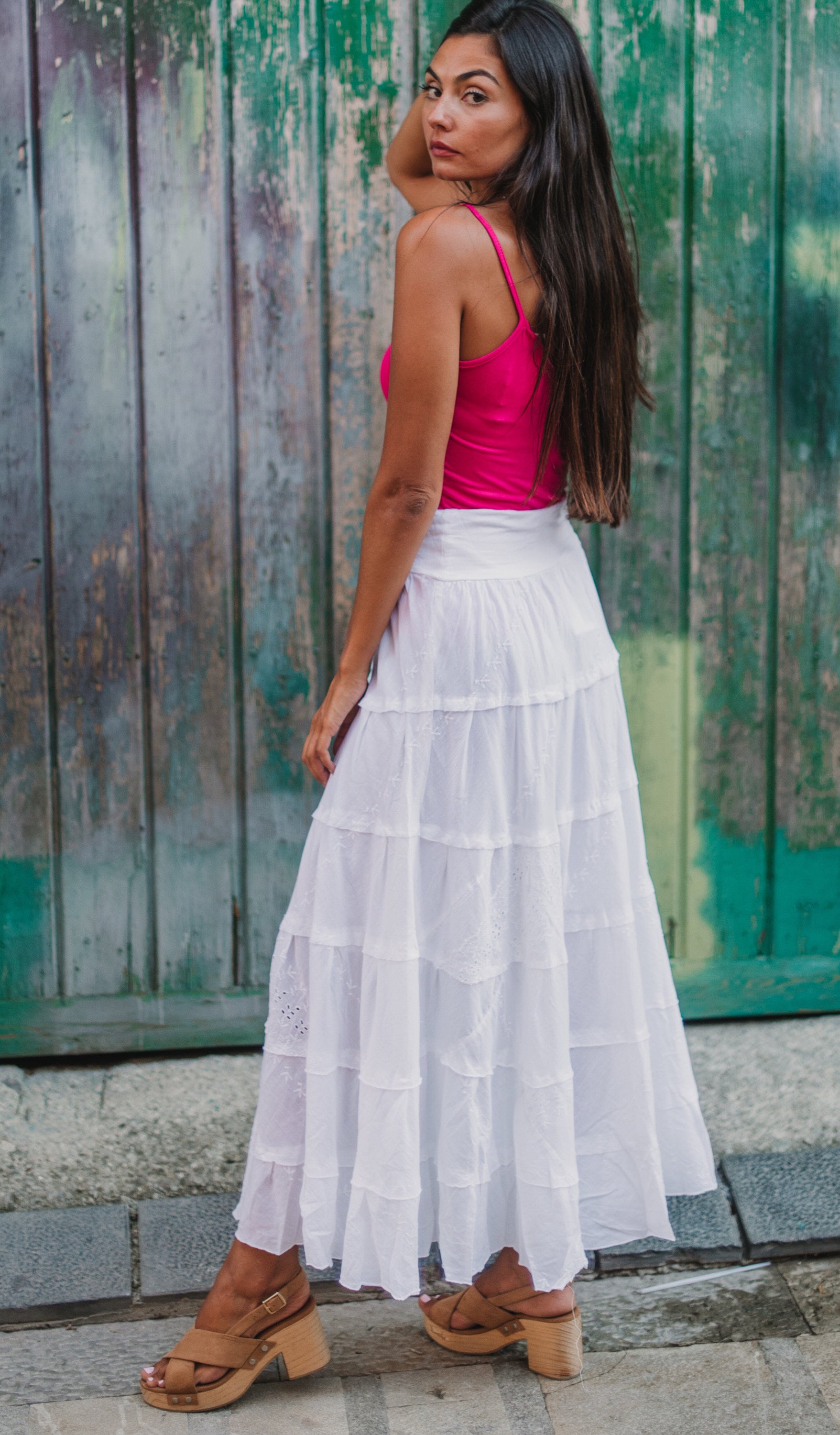 LONG WHITE SKIRT, Flowy Skirt, Vacation Beach Summer  display picture 2