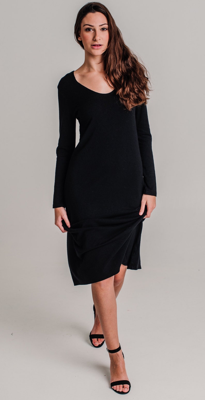 Perfect, Comfy, Spring, Autumn Black Knit Dress image 5