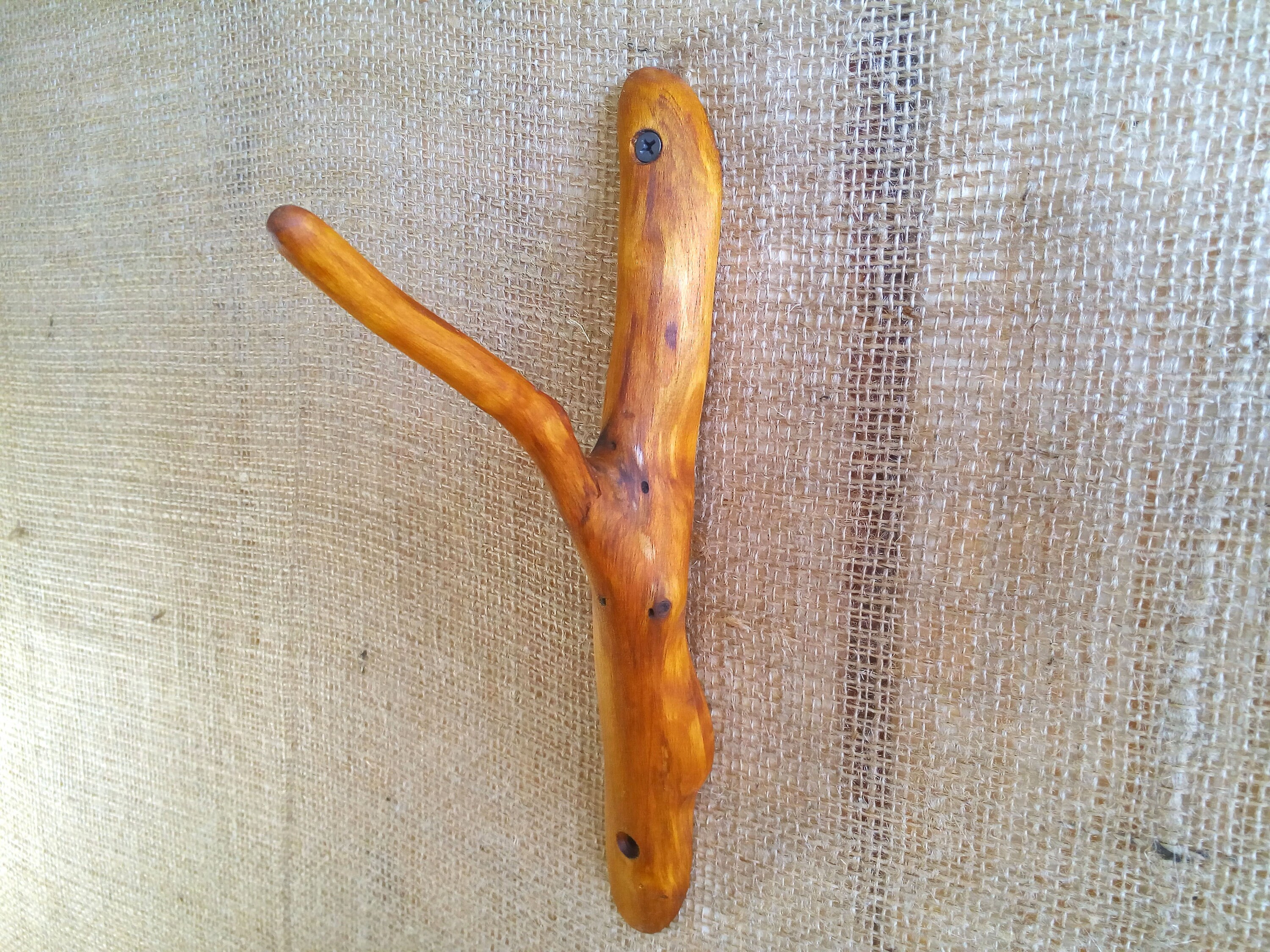 Natural Wooden Wall Hook Hats Hook Primitive Wall Hook Etsy