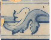 Antique Wall Tile - Portuguese Tile 18th century - Hand Painted Portuguese Tile