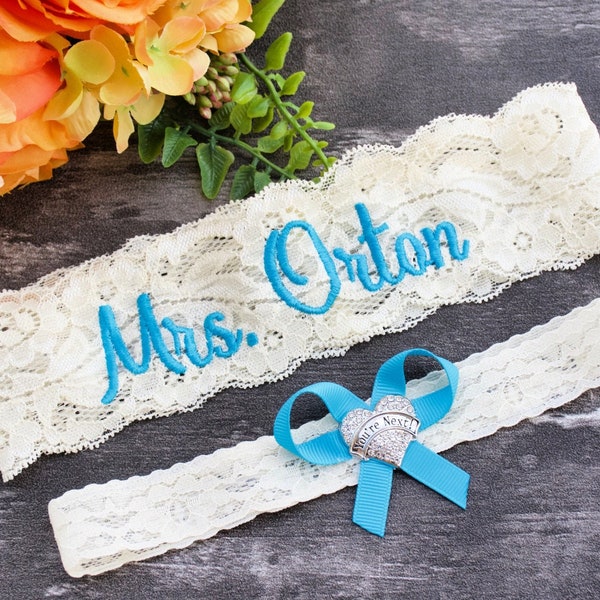 Malibu Blue Wedding Garter Belt Personalized Garter Non Slip Your Are Next