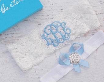 Wedding Garters for Brides Blue Ivory White