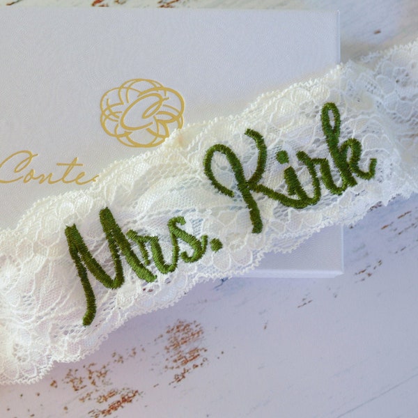 Moss Wedding Garter for Brides Lace