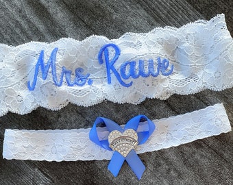 Periwinkle Wedding Garter for Brides Personalized Non Slip Lace Bridal