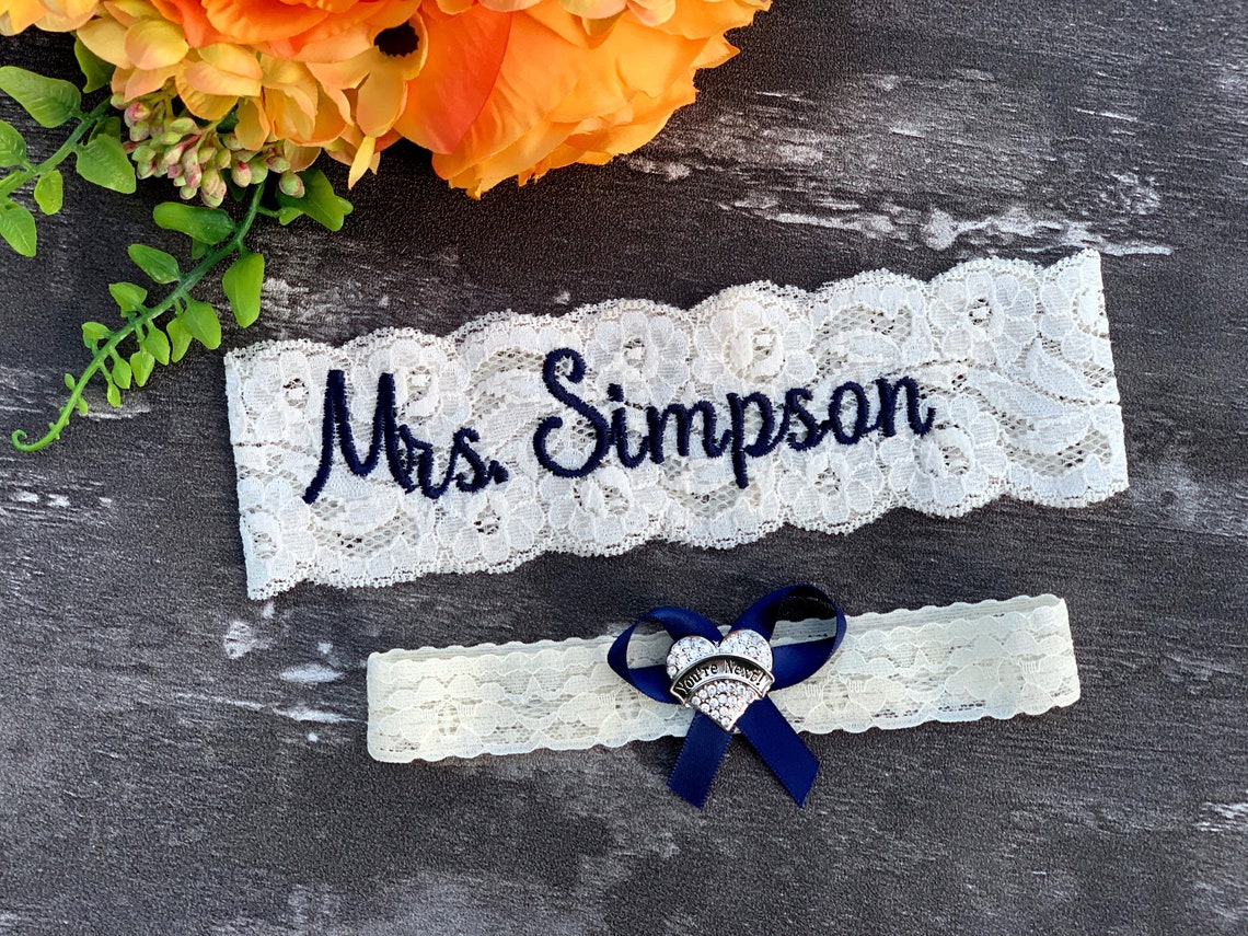 Personalized Wedding Garters Brides Something Blue Garter Non image 2