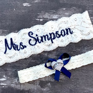 Garter Belt Blue Wedding Bridal Lace Mrs Ivory White Plus Size image 4