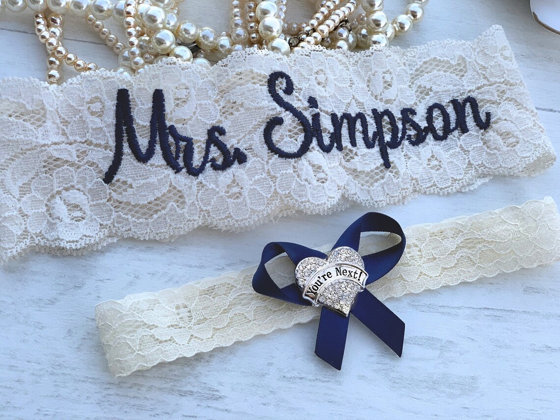 Personalized Wedding Garters Brides Something Blue Garter Non image 1