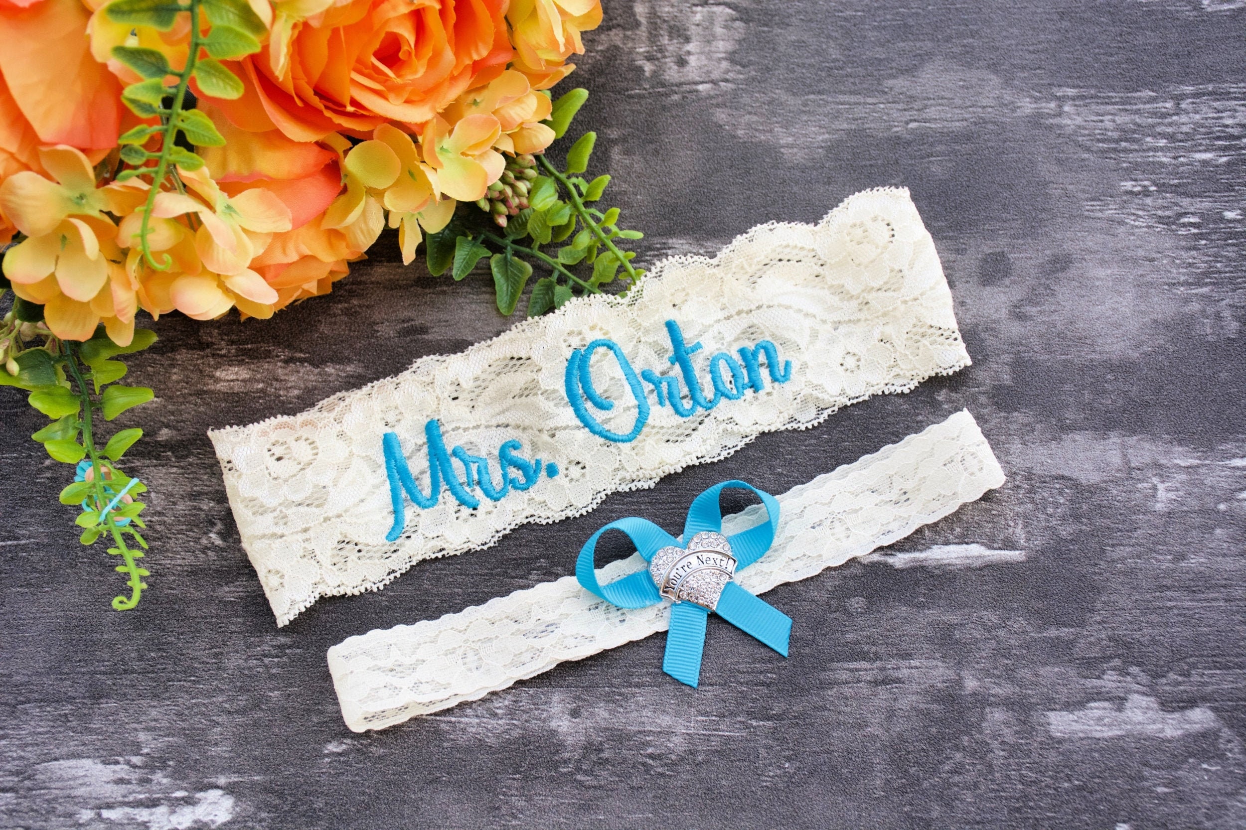 Malibu Blue Wedding Garter Belt Personalized Garter Non Slip Your Are Next