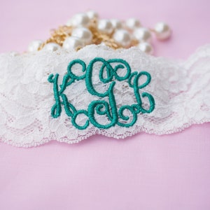 Teal Wedding Garter For Brides Lace image 3