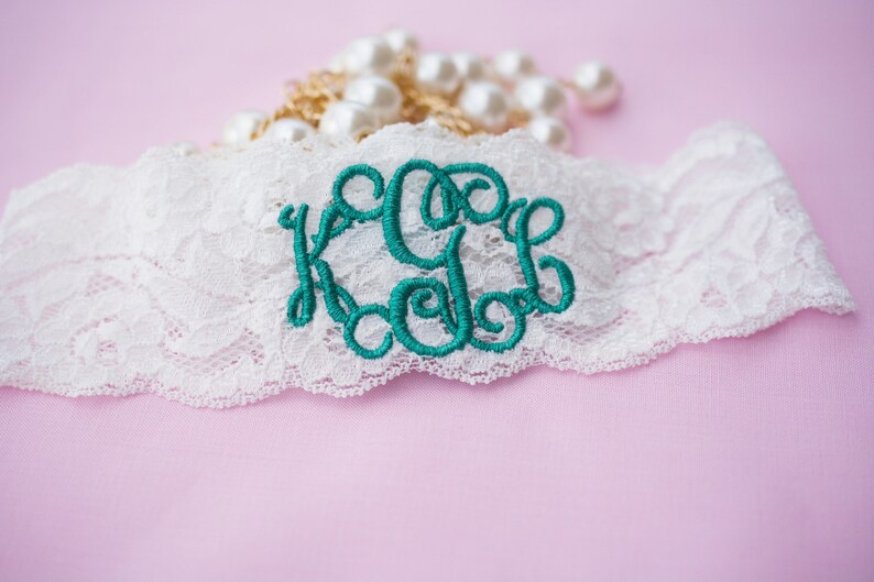 Teal Wedding Garter For Brides Lace image 3