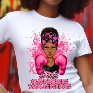 Breast Cancer Awareness Canva Template | African American Woman Design | Pink October Printable Digital Download