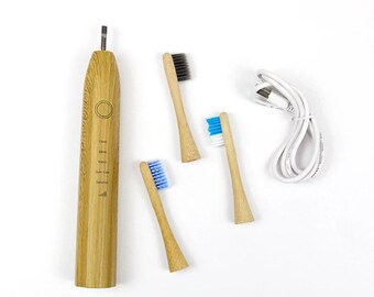 Bamboo Electric Toothbrush with Replaceable Bamboo Heads Eco Friendly toothbrush