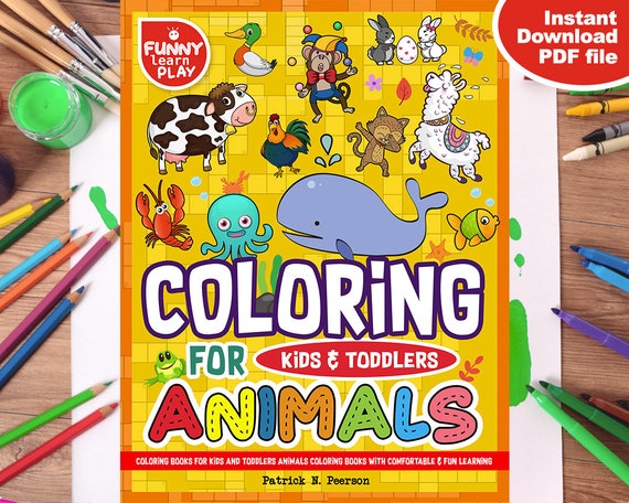 Download Kids Coloring Book Pdf Coloring Pages Animals Children S Etsy