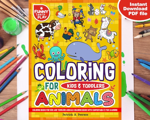 Download Kids Coloring Book Pdf Coloring Pages Animals Children S Etsy