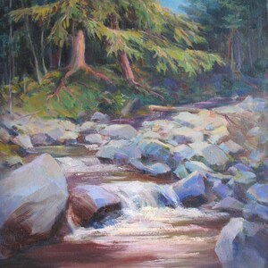 Sommer Fluss Landschaft Grüne Malerei Wanddekor Originale Öl Leinwand Gemälde Wilde Wald Flussufer Freilichtkunstwerk von N.Hramova