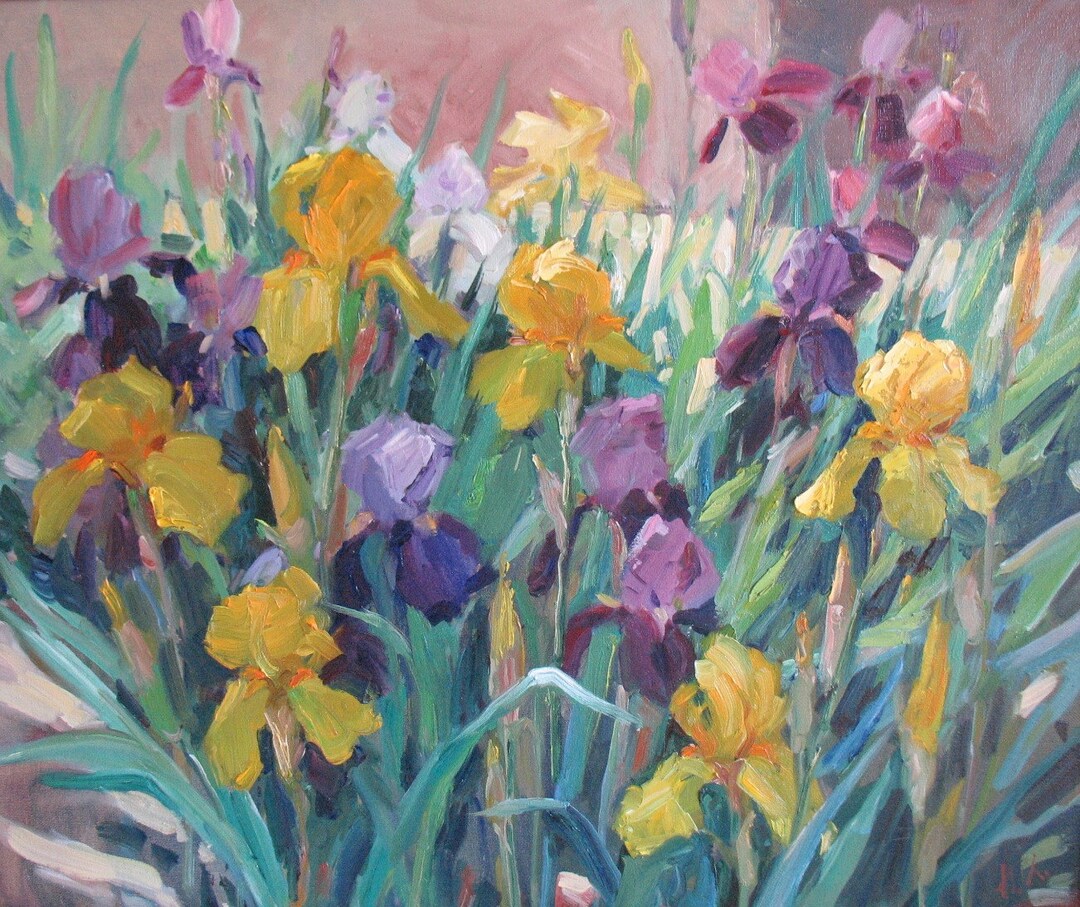 Original Irises Oil Painting on Canvas: Floral Summer Decor - Etsy
