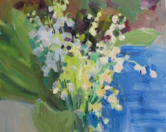 Maiglöckchen Ölgemälde: Frühling Blumen Botanische Kunst