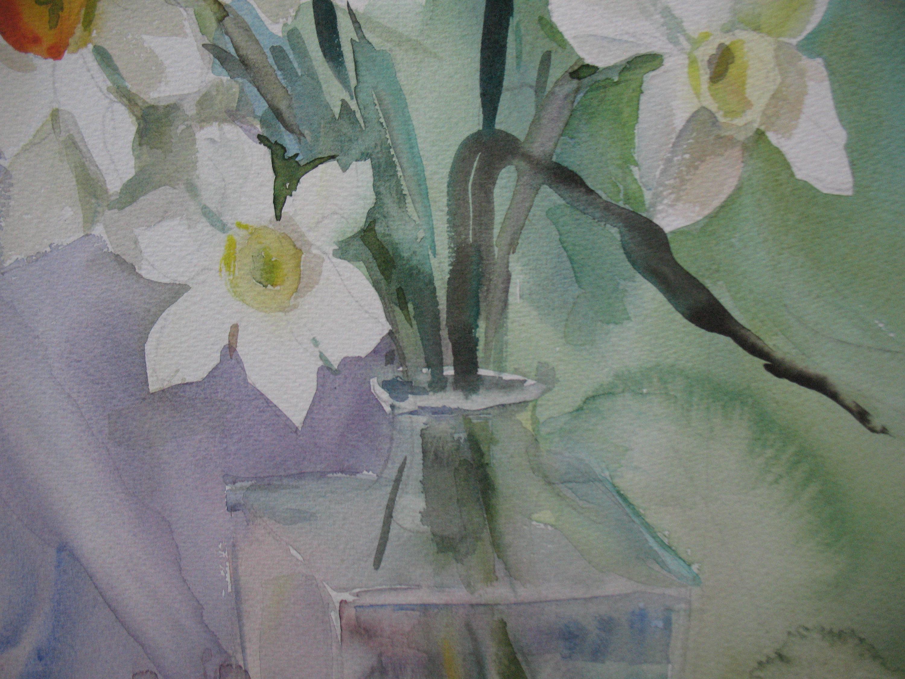 オリジナルの水仙の水彩画：花柄の寝室の装飾 - Etsy 日本