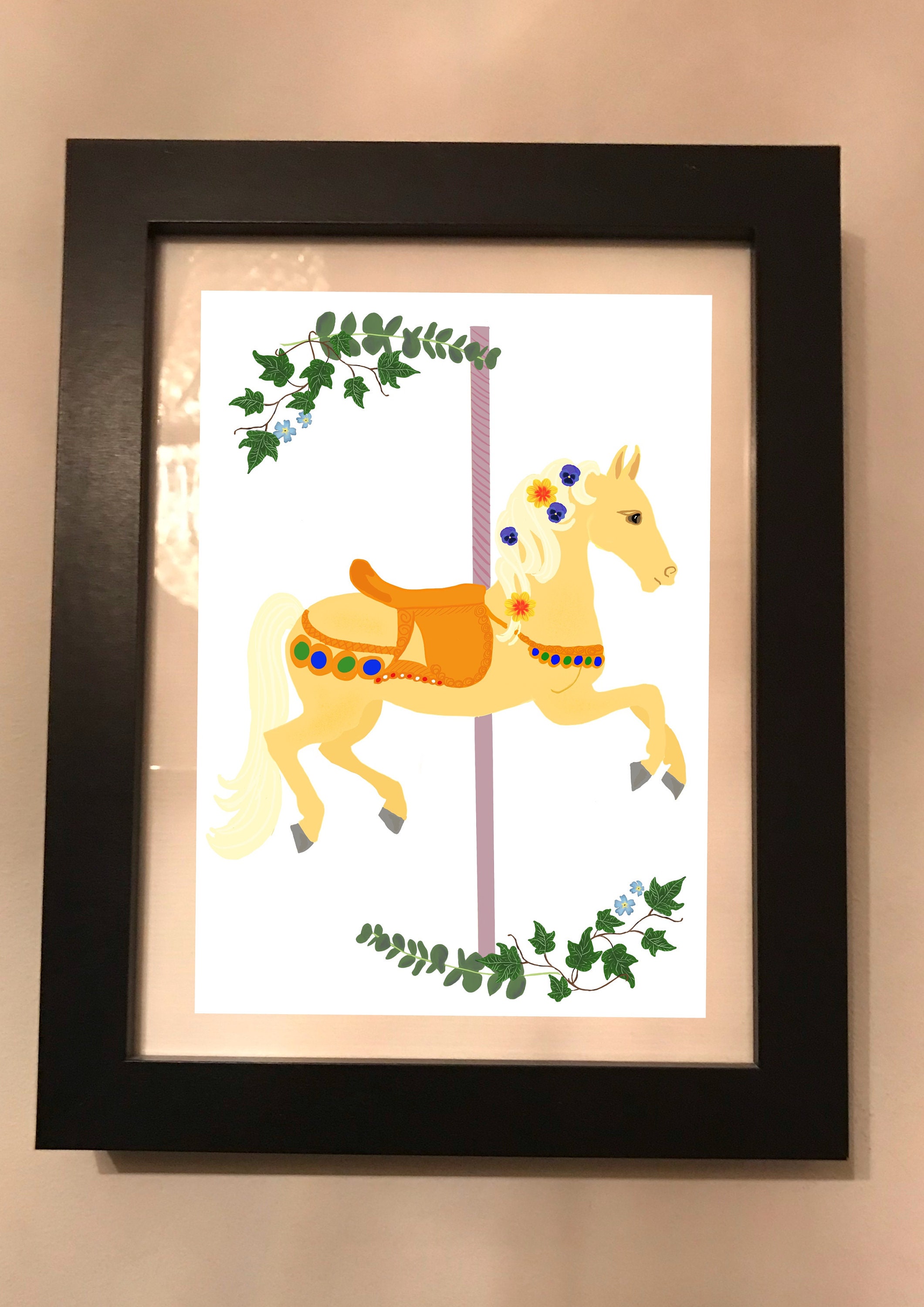 Carousel Horse Print Digital Print Nursery Print Wall Art Etsy