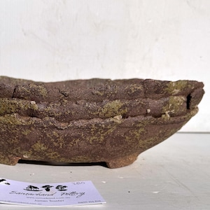 30,5 cm ovale braune Holzasche geschichtetes Finish Steingut unglasierter Bonsaitopf