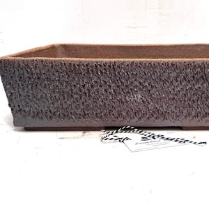 Rectangular 42cm Brown Textured Stoneware Bonsai Pot