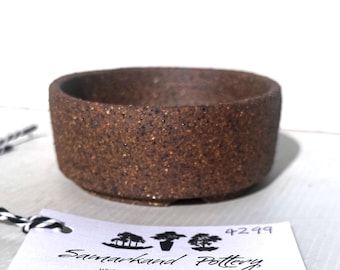 Round 10cm Brown Smooth Finish Stoneware Unglazed Bonsai Pot