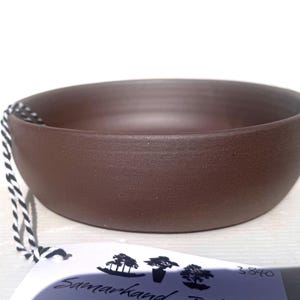 Round 16.5cm Brown Smooth Stoneware Bonsai Pot