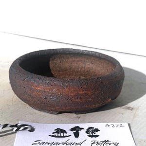 Round 11cm Brown Smooth Finish Stoneware Unglazed Bonsai Pot