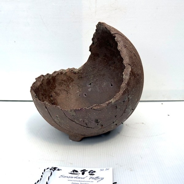 Moon 23cm Brown Stoneware Bonsai Pot