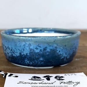 Round 11.5cm Blue Glazed Stoneware Bonsai Pot