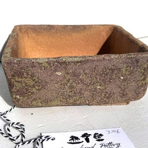 Eckige 17,5 cm braune Steinzeug Woodash Bonsaischale