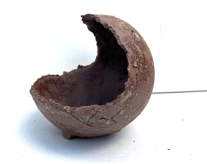 20cm Unglazed Bonsai Pot | Half-Moon | 20cm x 15cm x 17cm | Brown main image 0