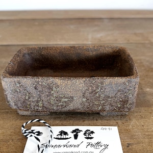 Rectangular 14.5cm Brown Stoneware Woodash Bonsai Pot