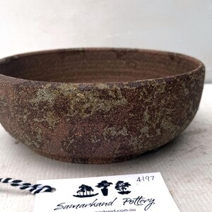 Round 20cm Brown Smooth Stoneware Woodash Bonsai Pot