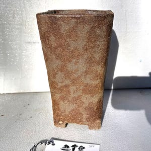 12cm Square Cascade Brown Woodash Finish Stoneware Bonsai Pot